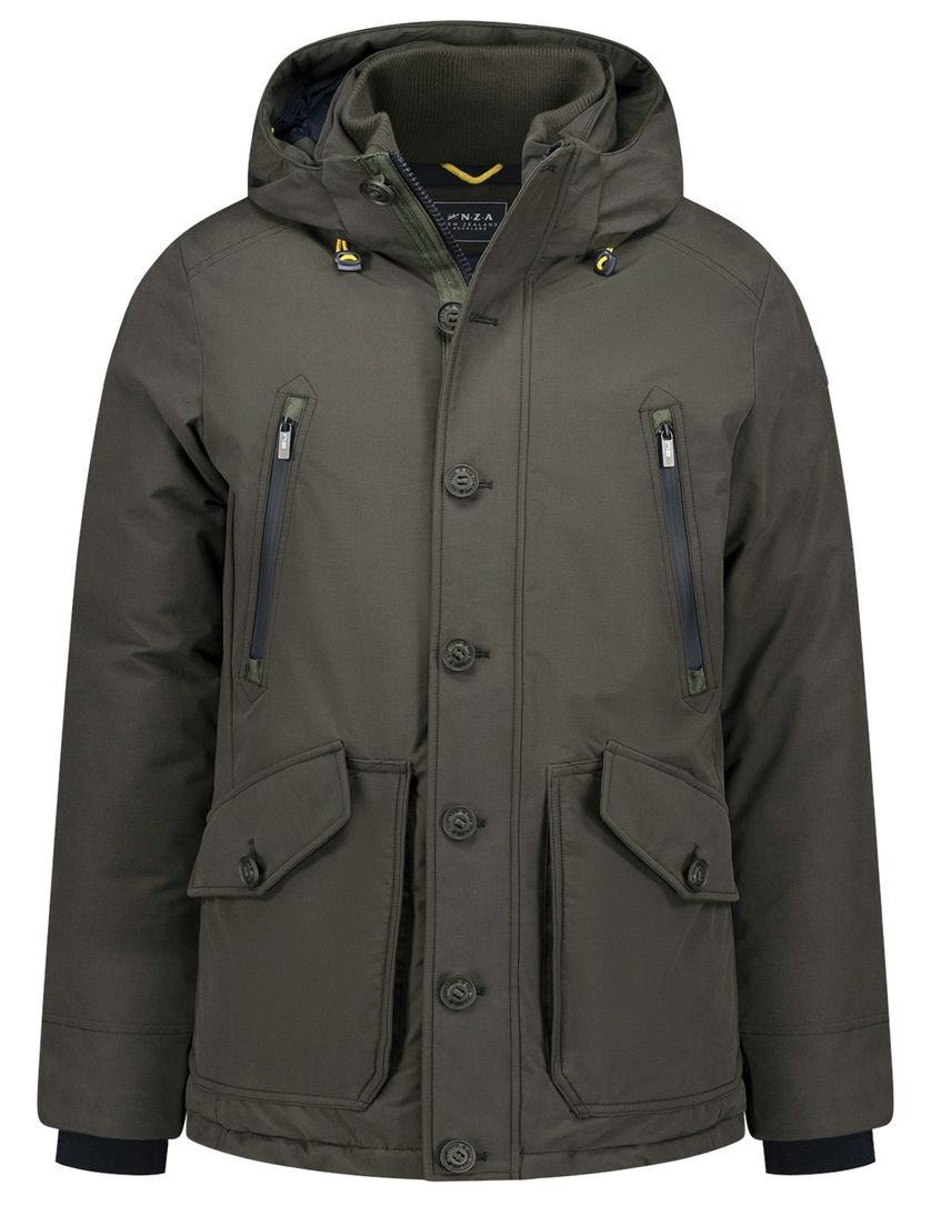 NZA parka groen effen knopen