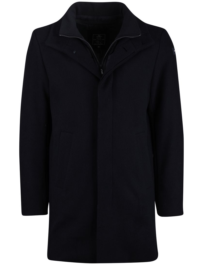 New Zealand mantel jas effen wol donkerblauw