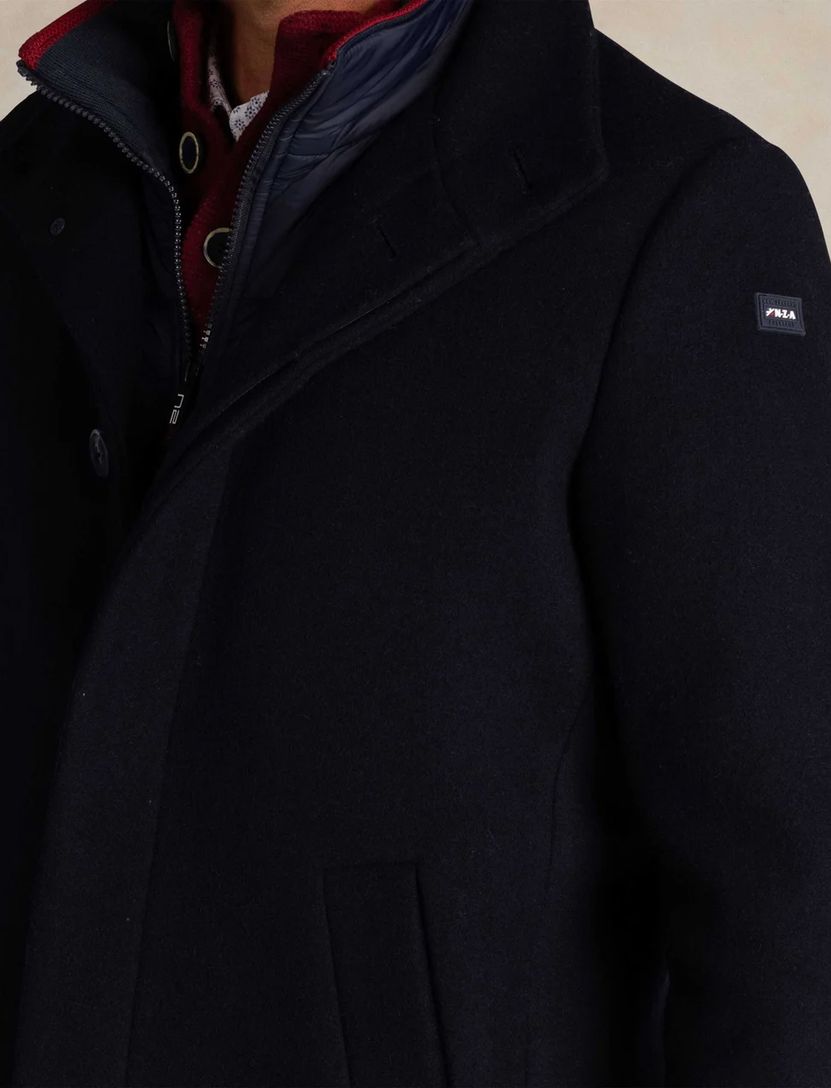 New Zealand mantel jas effen wol donkerblauw