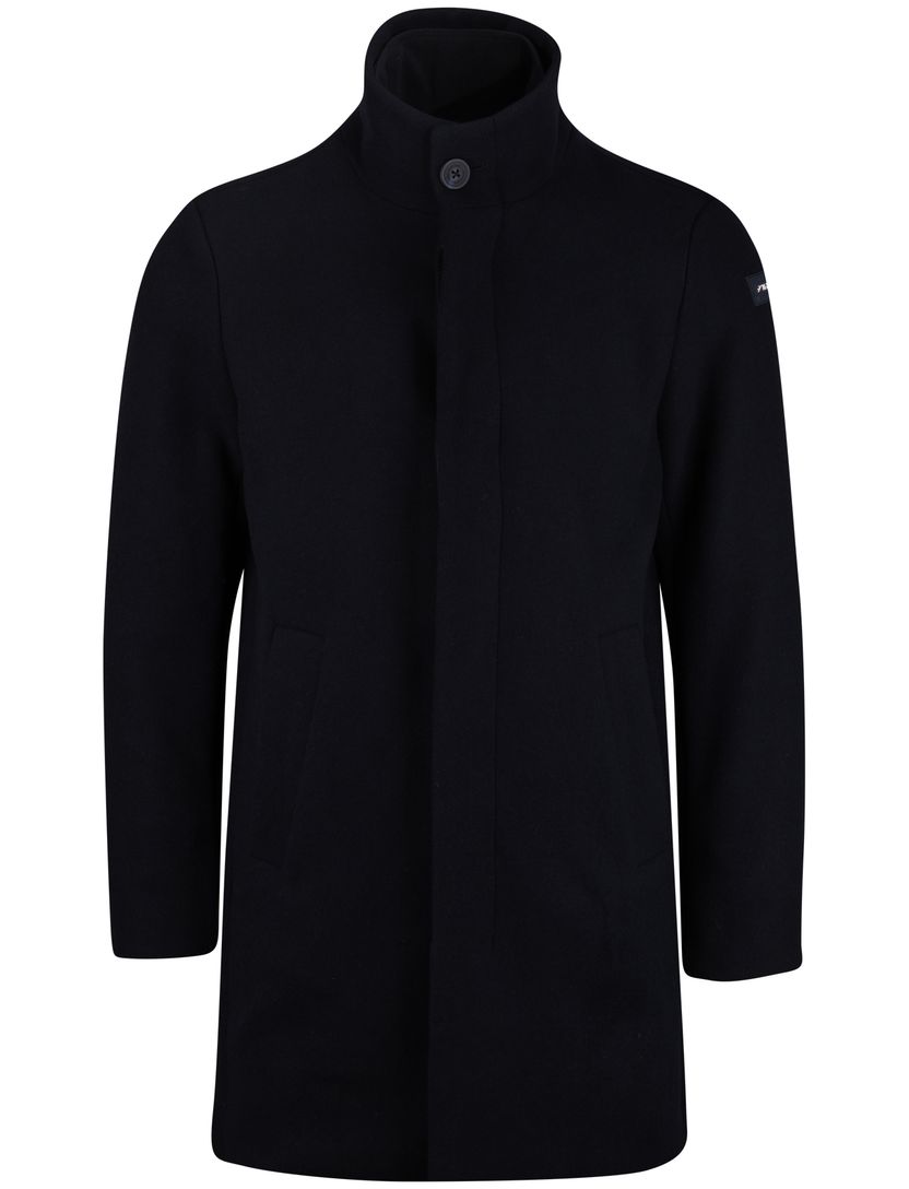 New Zealand mantel jas effen wol donkerblauw
