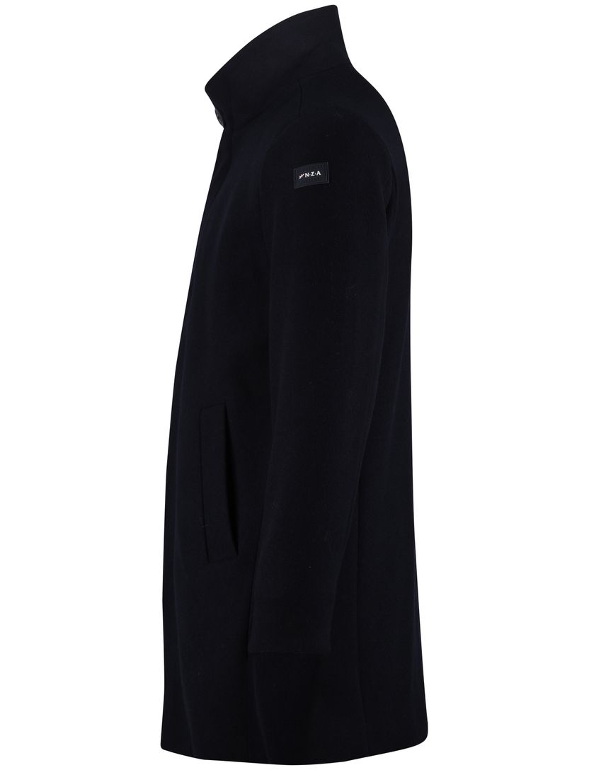 New Zealand mantel jas effen wol donkerblauw