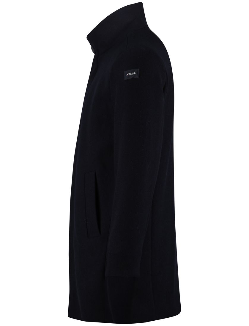 New Zealand mantel jas effen wol donkerblauw