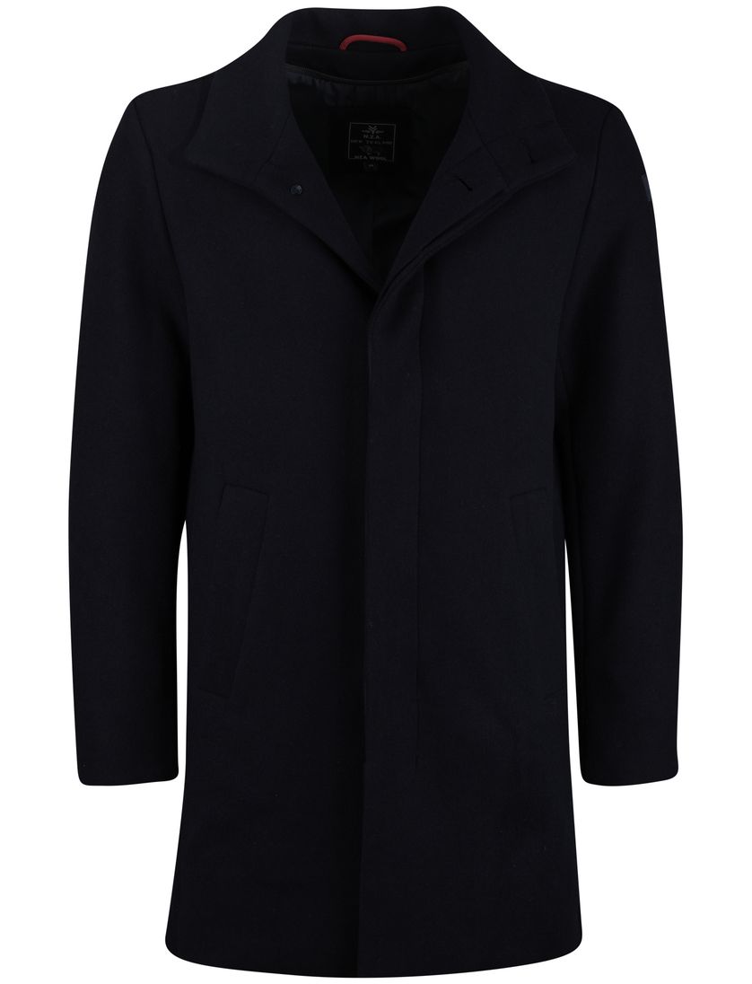 New Zealand mantel jas effen wol donkerblauw