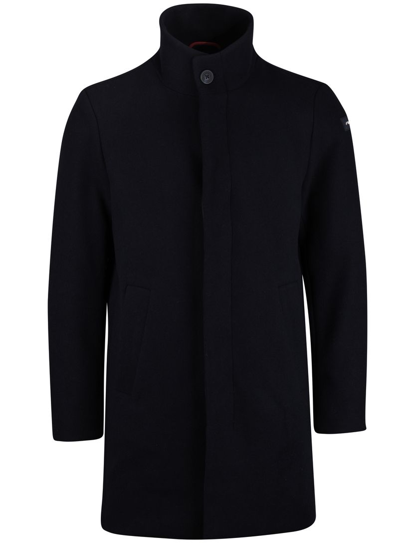 New Zealand mantel jas effen wol donkerblauw