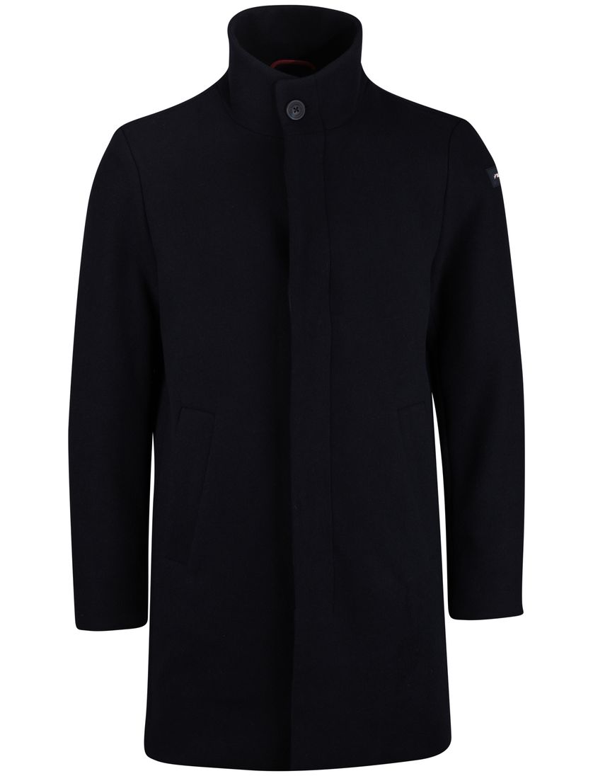 New Zealand mantel jas effen wol donkerblauw