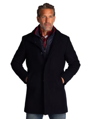 New Zealand New Zealand mantel jas effen wol donkerblauw