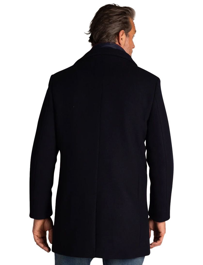 New Zealand mantel jas effen wol donkerblauw