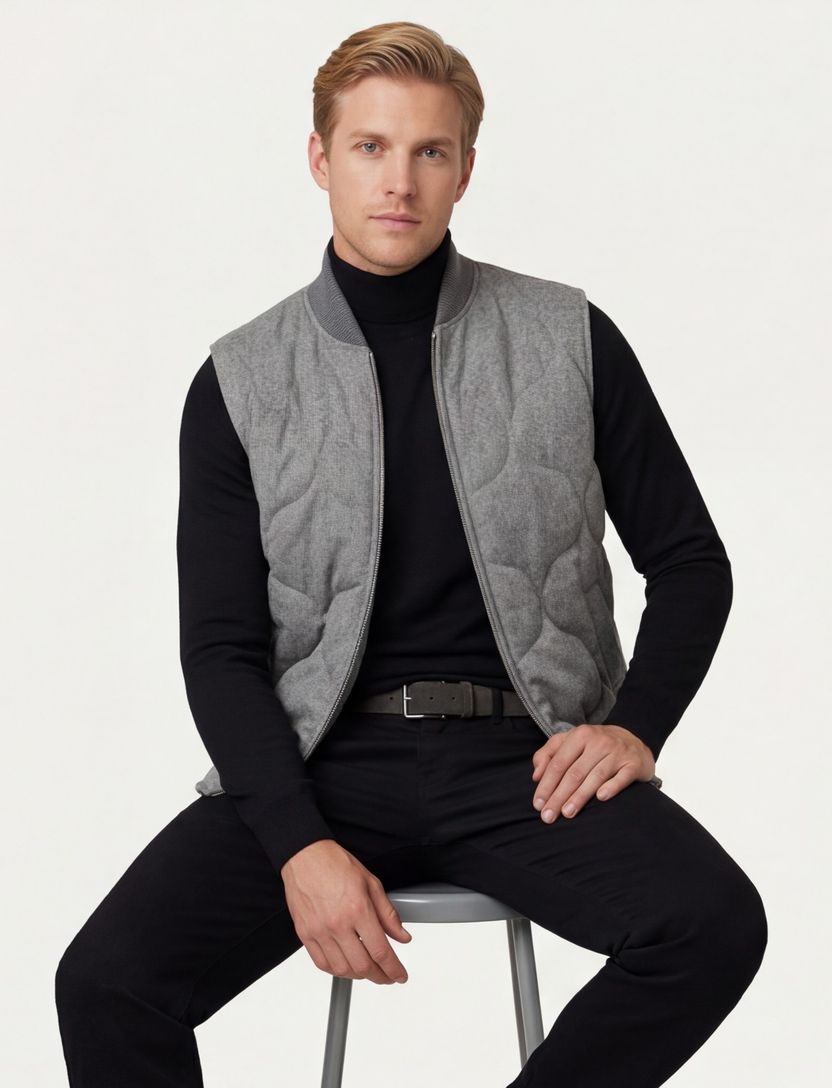 bodywarmer Profuomo grijs wol