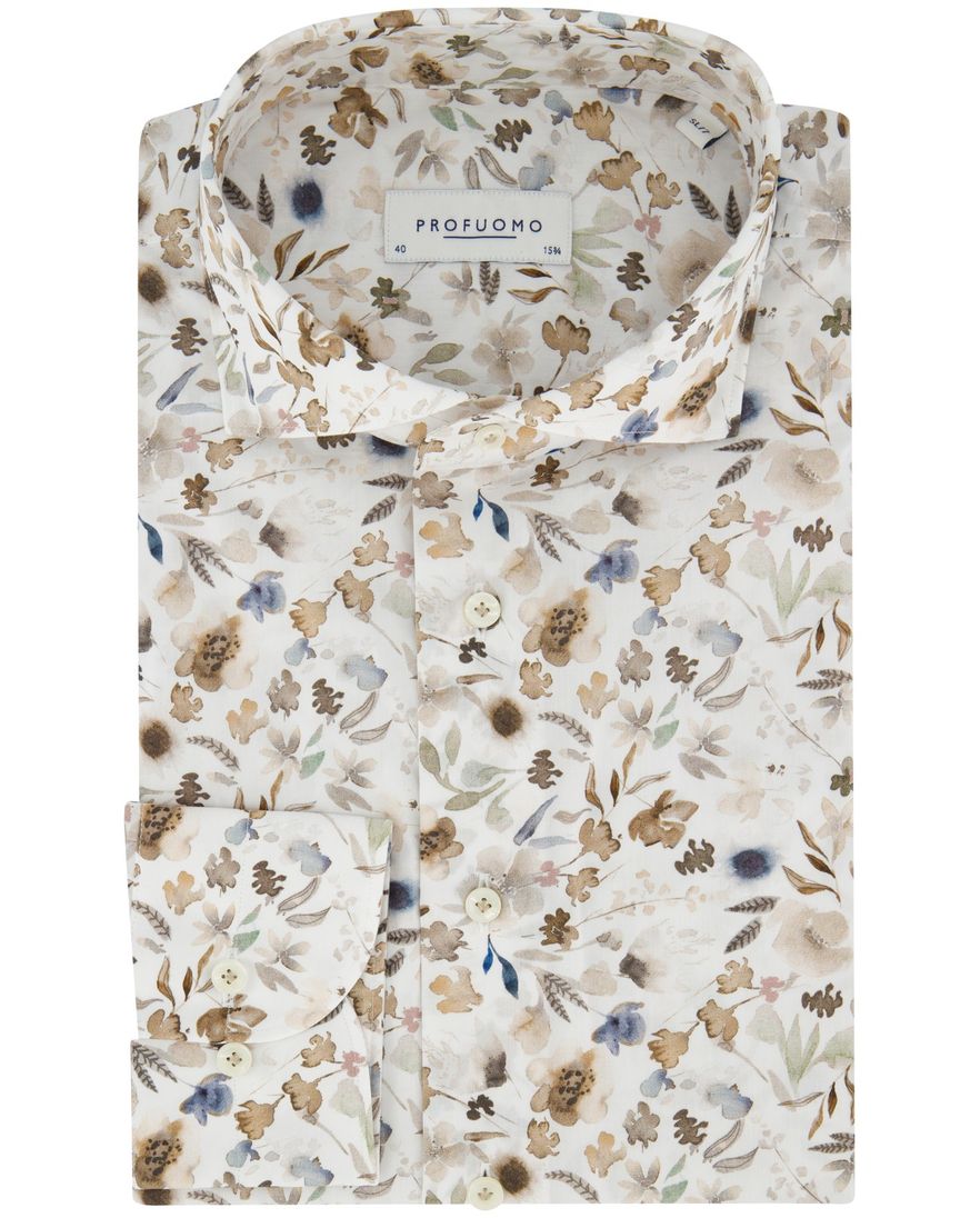 Profuomo overhemd wit geprint ml7 katoen
