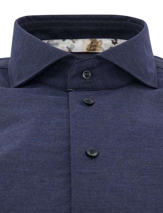 Donkerblauw strijkvrij overhemd Profuomo katoen