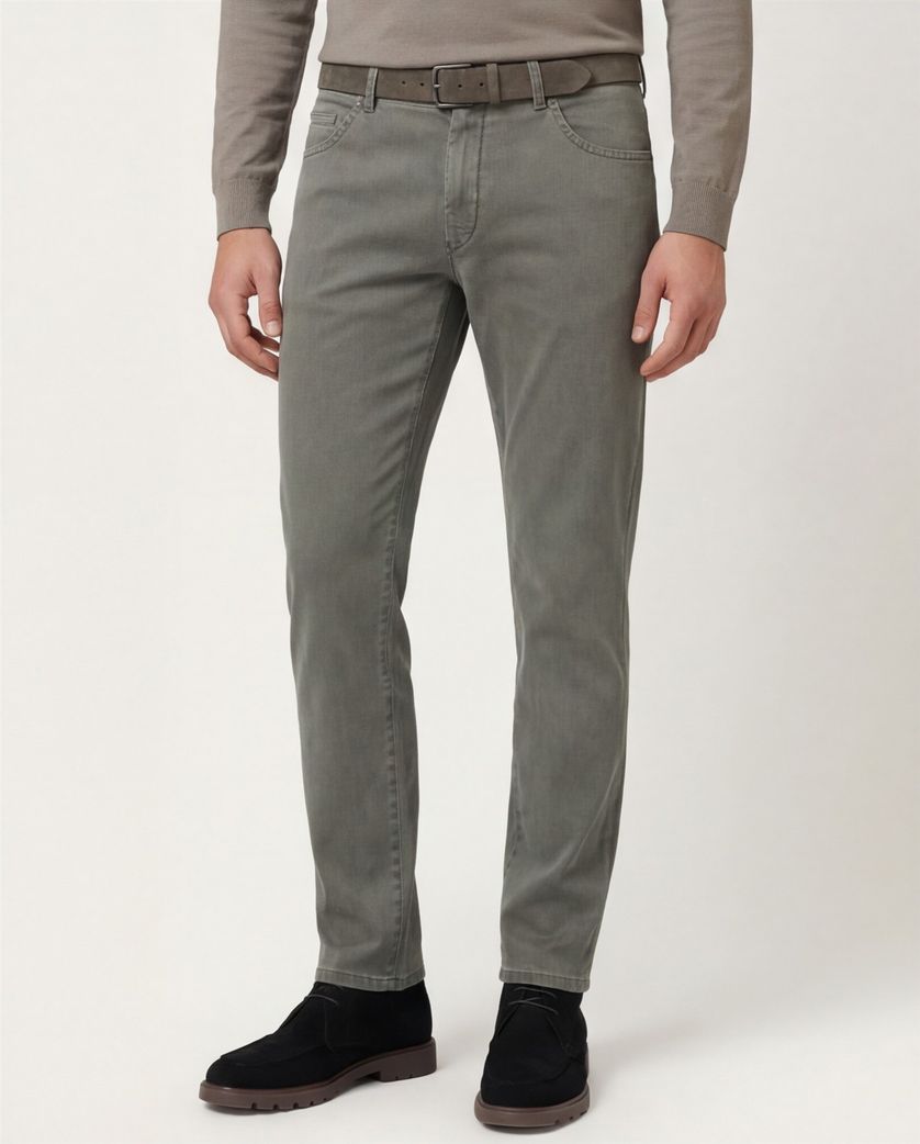 broek katoen Meyer grijs effen