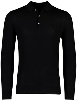 Portofino Portofino polo zwart lange mouw merinowol normale fit
