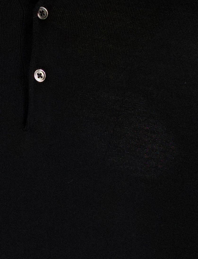 Zwarte Portofino polo lange mouw merinowol