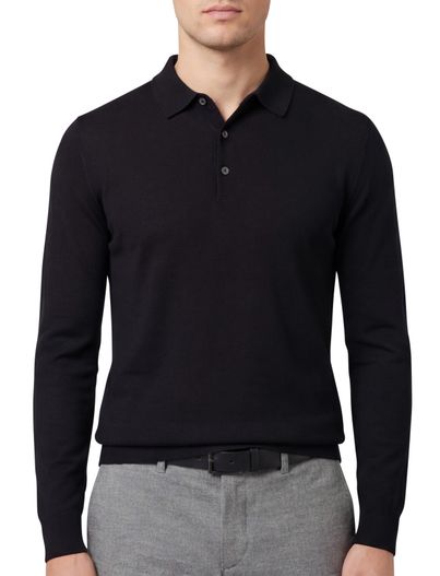 Portofino Zwarte Portofino polo lange mouw merinowol