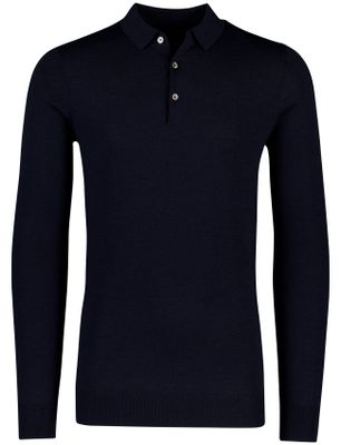 Portofino Extra lange donkerblauwe Portofino polo lange mouw merinowol