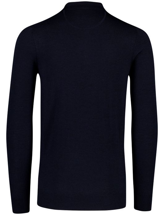 Extra lange donkerblauwe Portofino polo lange mouw merinowol