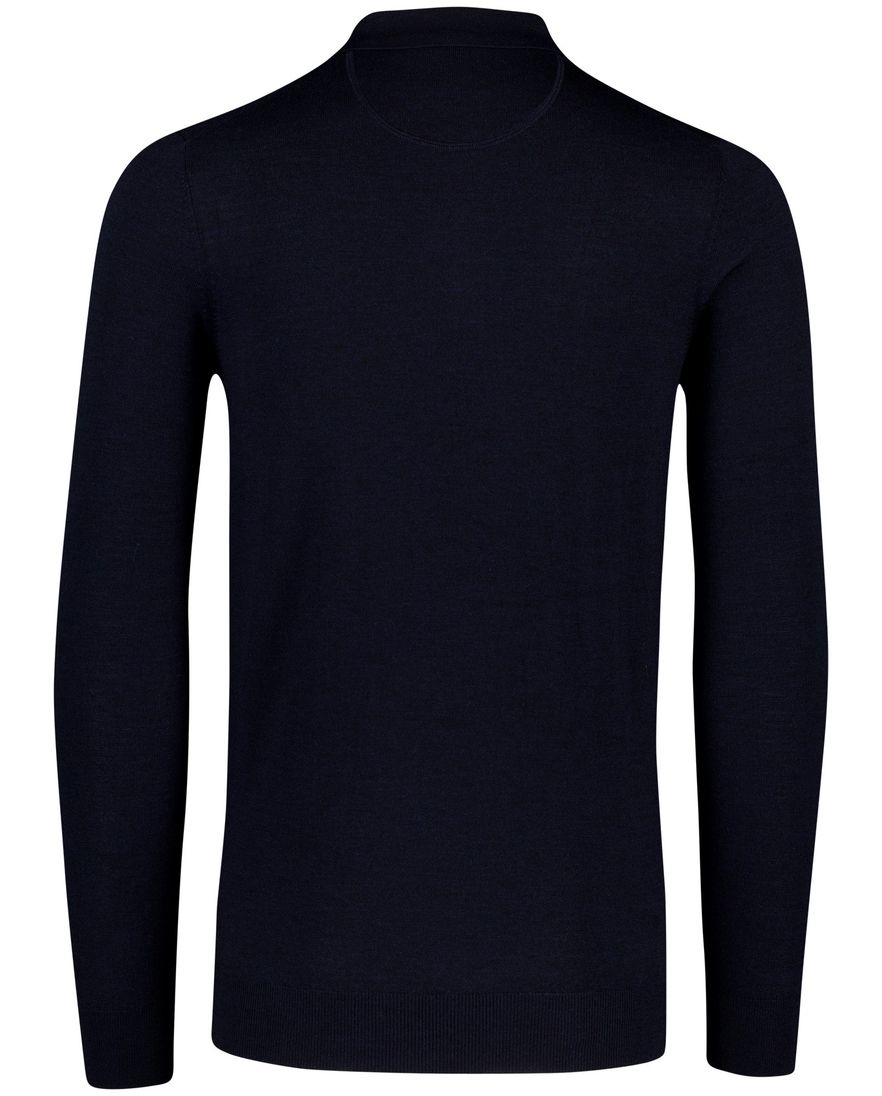 Extra lange donkerblauwe Portofino polo lange mouw merinowol