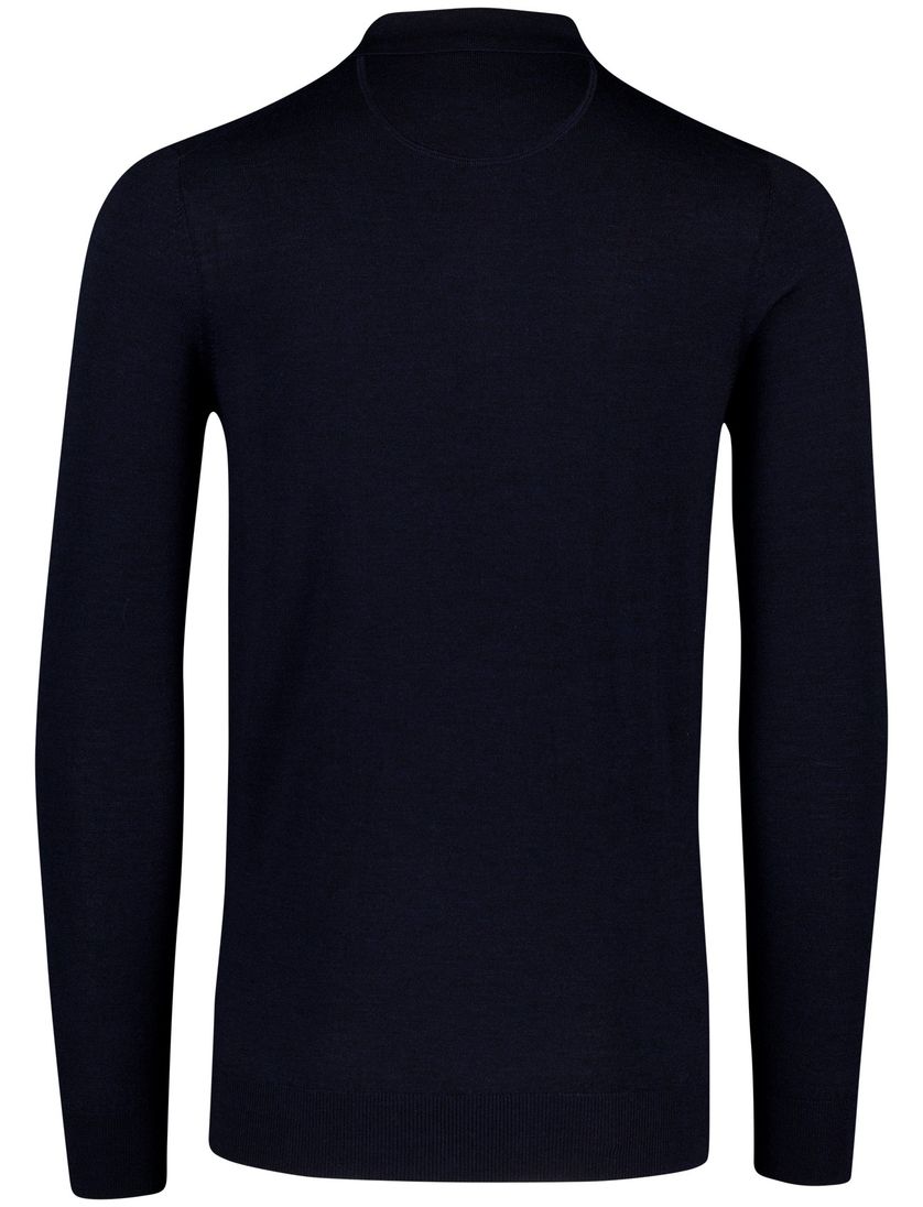 Normale fit extra lange merinowol polo Portofino donkerblauw