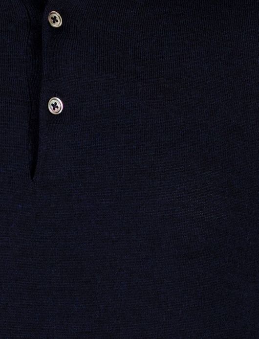 Extra lange donkerblauwe Portofino polo lange mouw merinowol