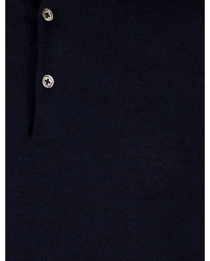 Extra lange donkerblauwe Portofino polo lange mouw merinowol