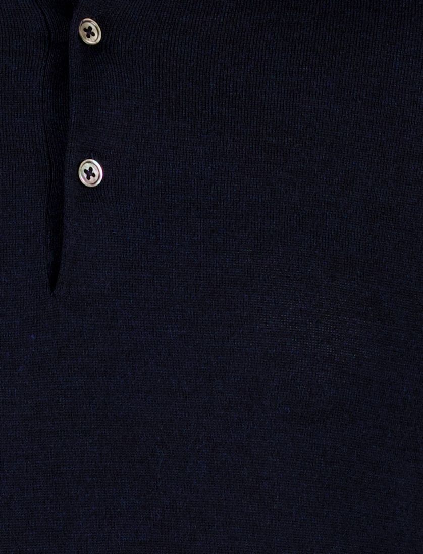 Normale fit extra lange merinowol polo Portofino donkerblauw