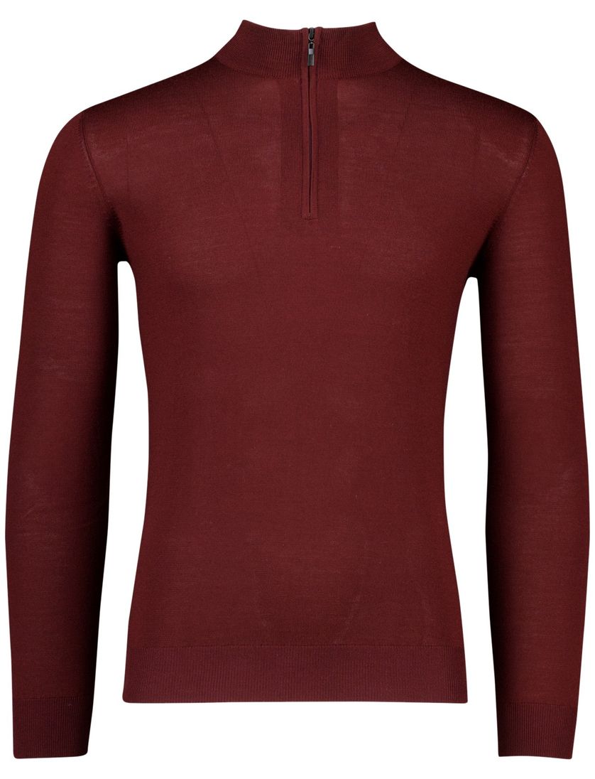 Portofino bordeaux half zip trui normale fit effen