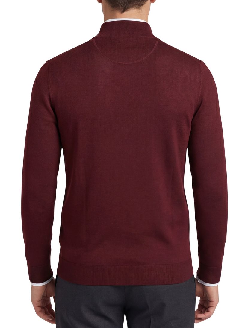 Portofino bordeaux half zip trui normale fit effen