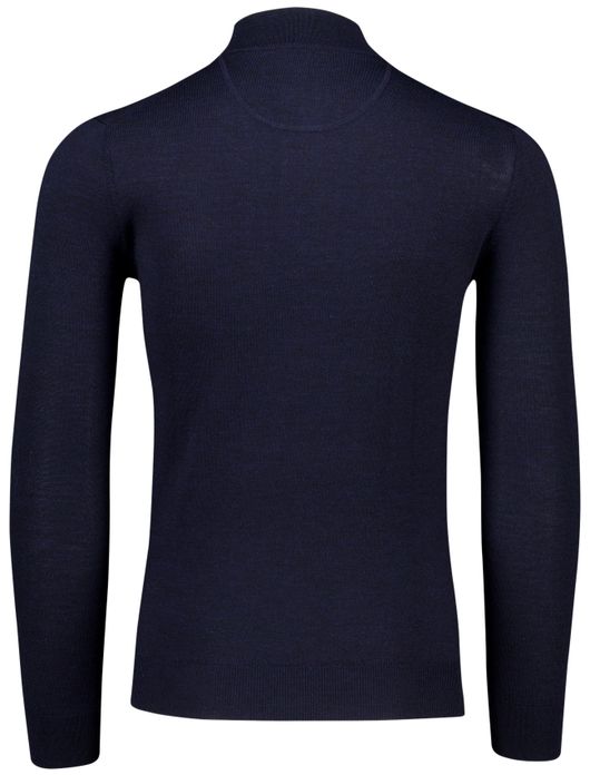 Portofino trui donkerblauw half zip merinowol