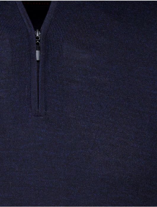 Portofino trui donkerblauw half zip merinowol
