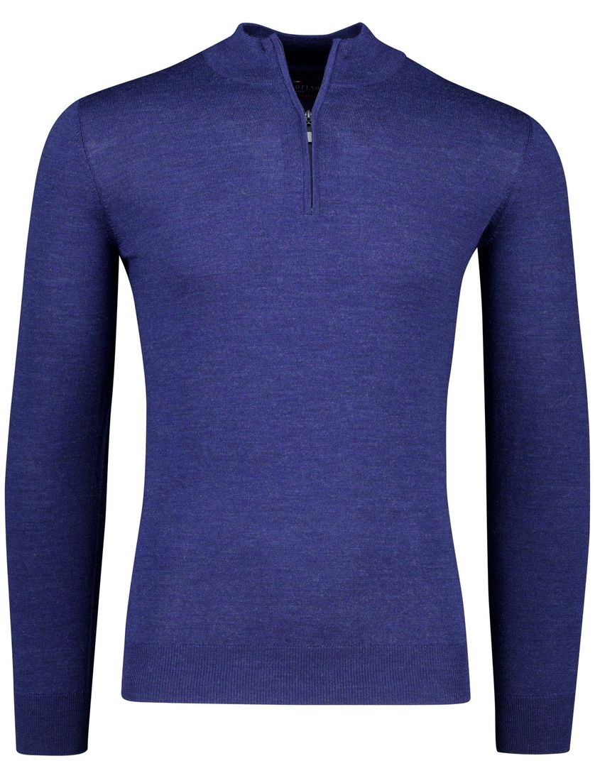 donkerblauwe half zip trui portofino
