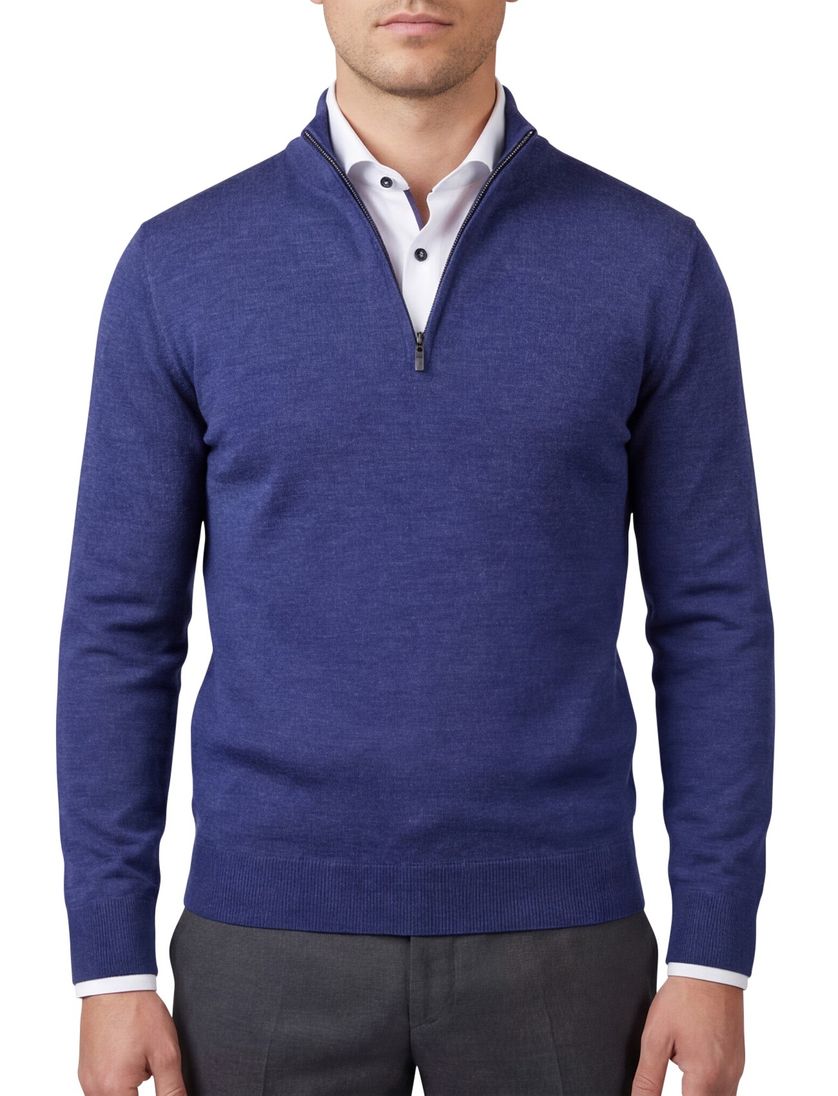 donkerblauwe half zip trui portofino