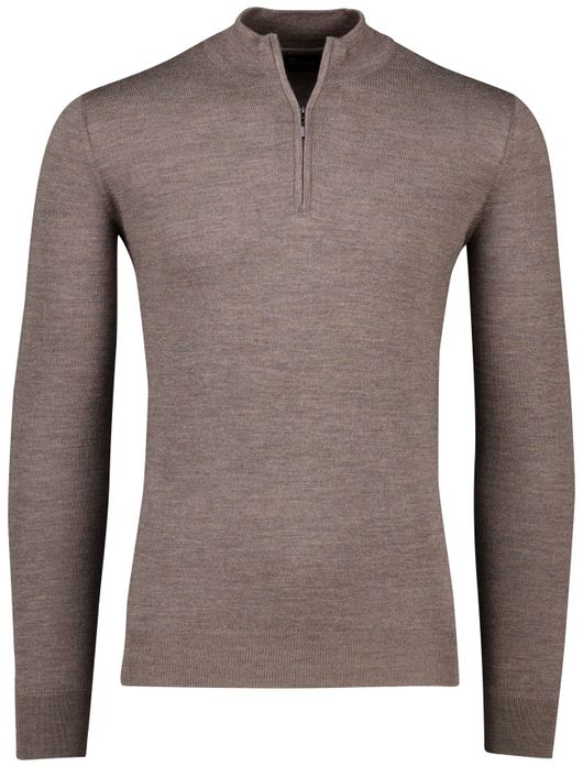 Portofino half zip trui merinowol taupe