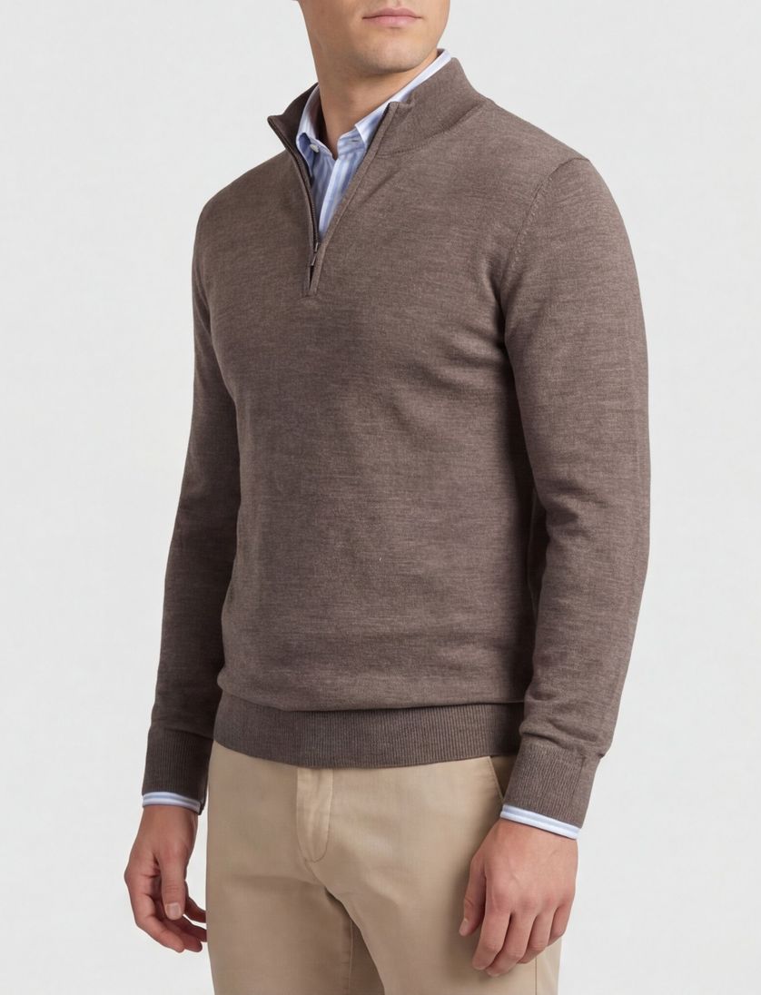 Portofino half zip trui bruin