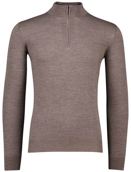 Portofino half zip trui merinowol taupe