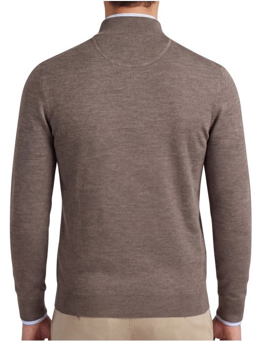Portofino half zip trui merinowol taupe