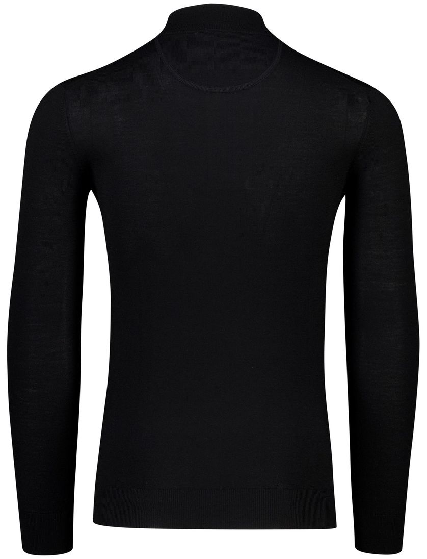Portofino trui zwart half zip merinowol