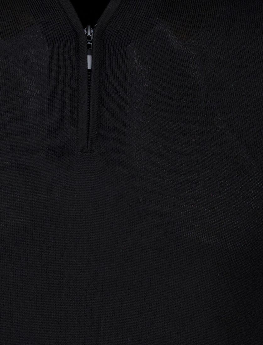 Portofino trui zwart half zip merinowol