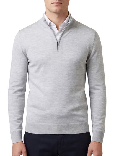 Portofino Portofino trui grijs half zip gemeleerd