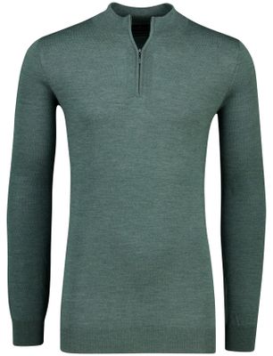 Portofino Portofino groen half zip trui merinowol extra lang