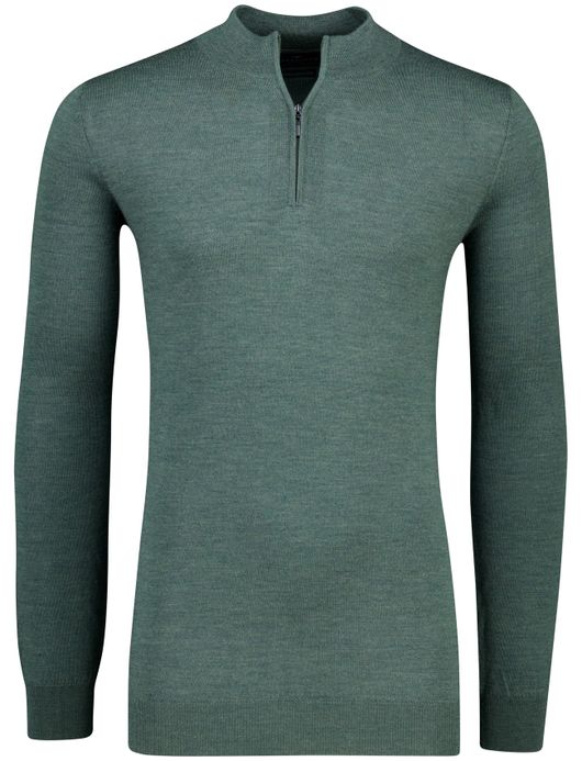 Portofino groen half zip trui merinowol extra lang