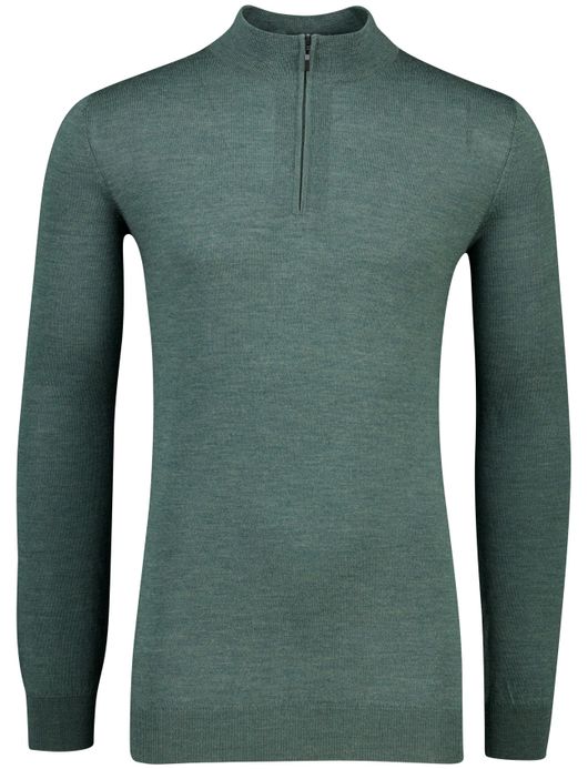 Portofino groen half zip trui merinowol extra lang