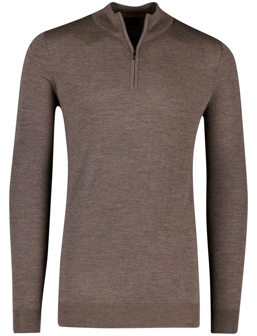 Portofino trui half zip bruin extra lang