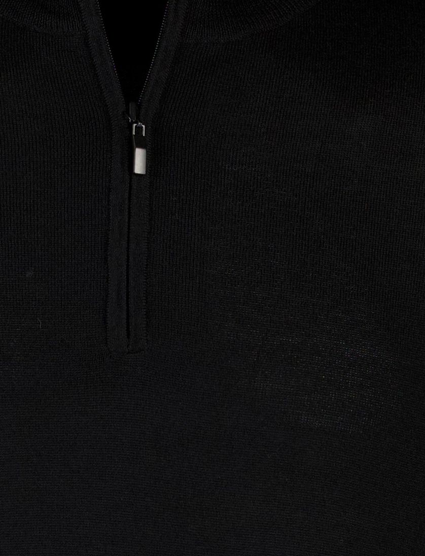 Portofino trui half zip zwart extra lang