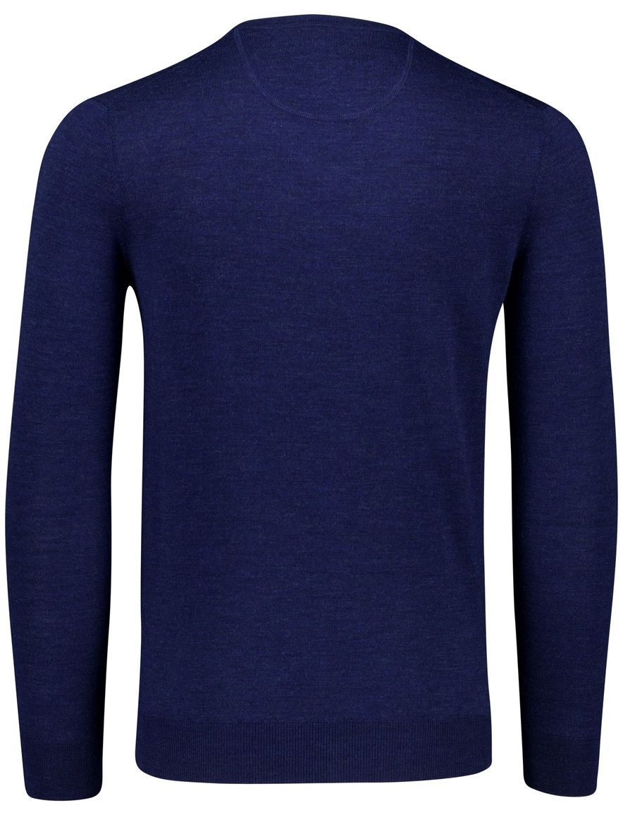 Portofino trui donkerblauw v hals gemeleerd merinowol