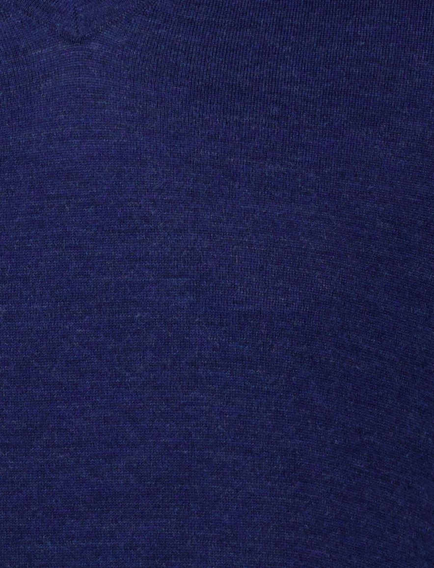 Portofino trui donkerblauw v hals gemeleerd merinowol