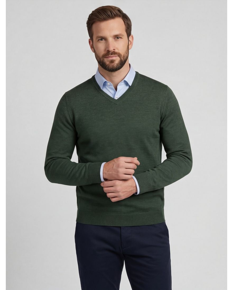 Portofino trui groen turtleneck merinowol