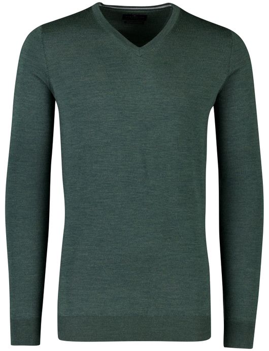 Portofino trui groen gemeleerd v-hals