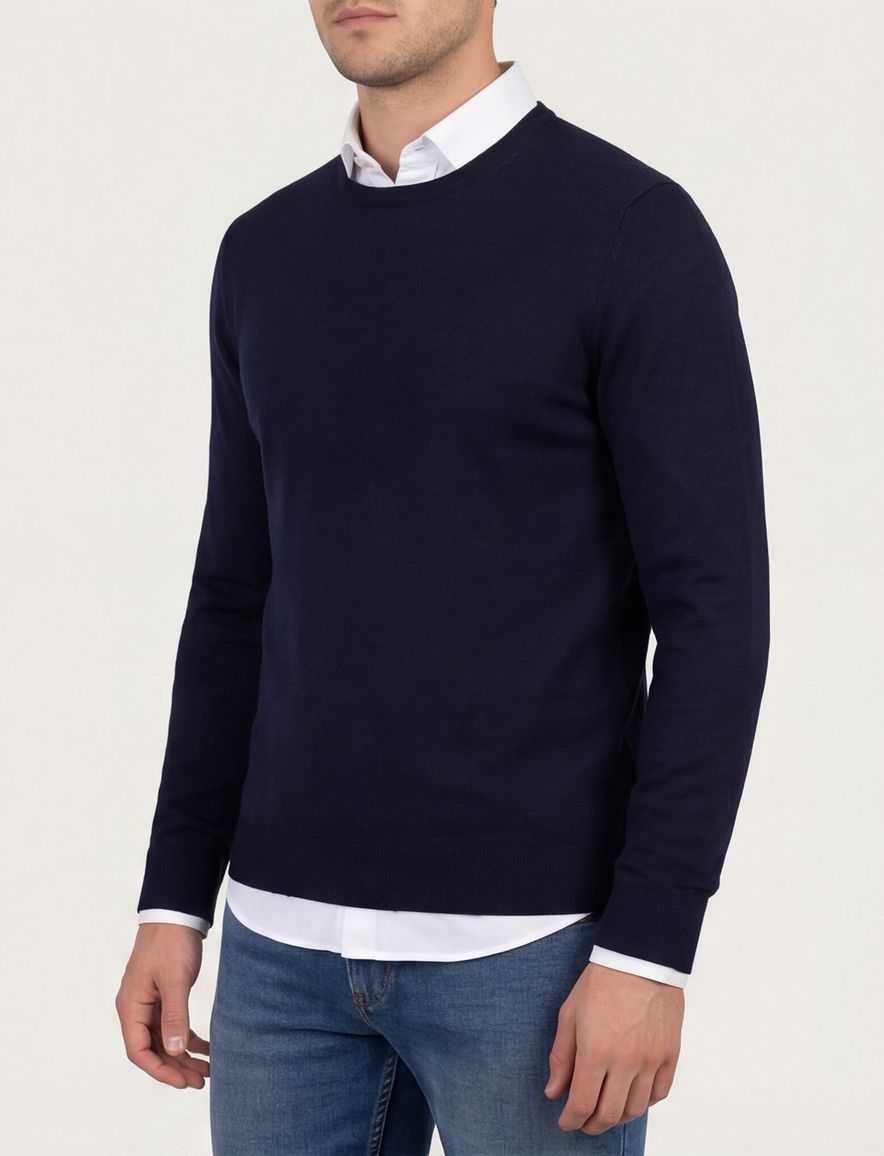 Portofino trui donkerblauw merinowol