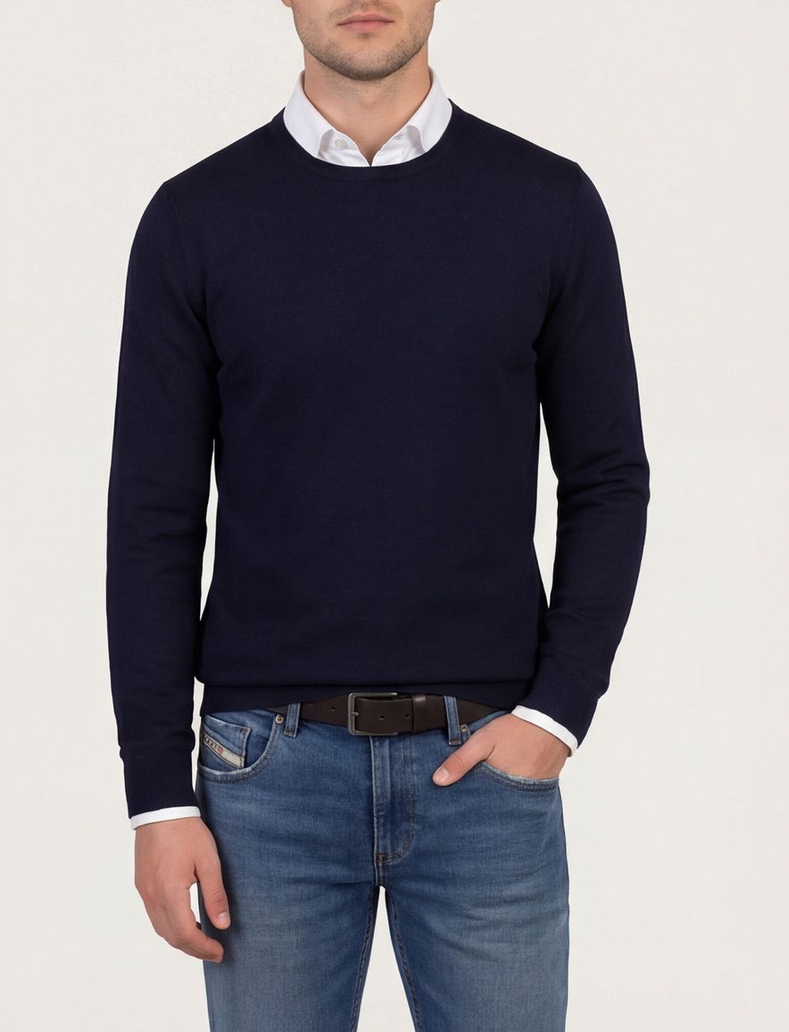 Portofino trui donkerblauw merinowol