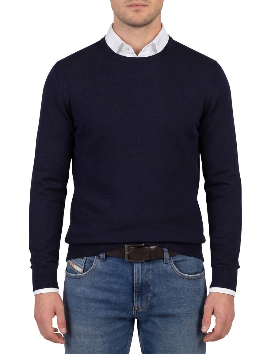 Portofino trui donkerblauw merinowol